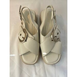 Marc Fisher LTD Women's Renda Sandal Heels Ivory Leather Size 6.5 NWT